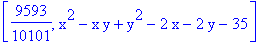 [9593/10101, x^2-x*y+y^2-2*x-2*y-35]